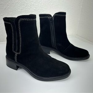 Clarks Collection women 7 black Suede mid calf boho Boots comfort capsule staple